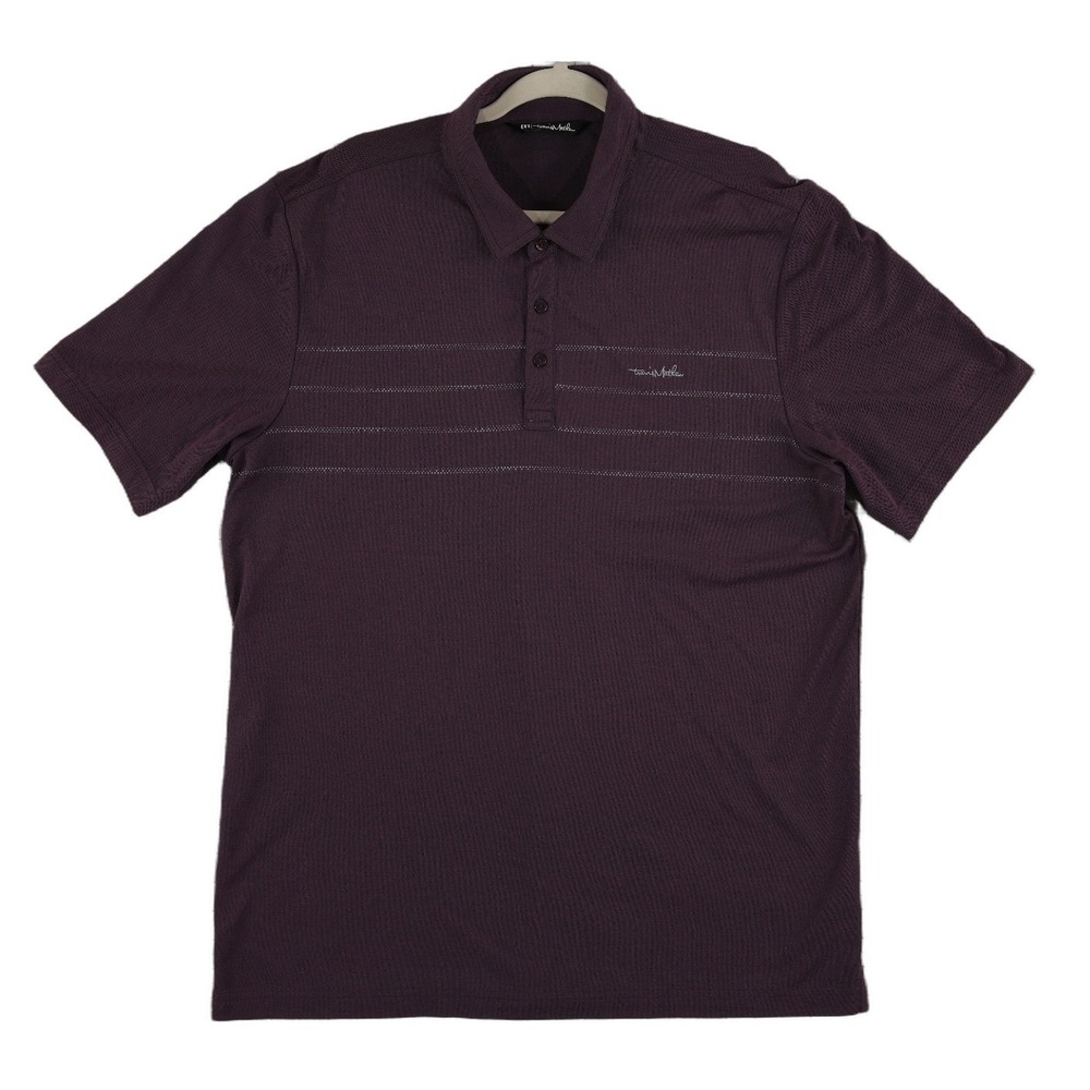 TravisMathew Polo Shirt Men's Size XL Purple Stripe Golf Performance Top